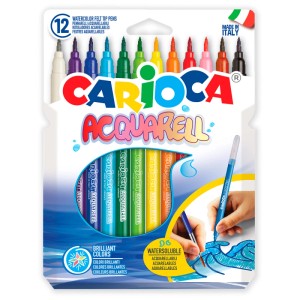 Carioca Acquarell Fasermaler, 12 Stk. Set mit Pinselspitze und abwaschbarer Tinte.