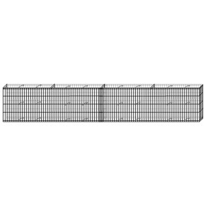 Grillage de mur gabion courbé, 118x10x40cm, pour bordures de jardin variables.