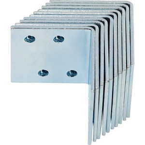 Dieci staffe angolari zincate 40x40x40 mm per costruzioni in legno.