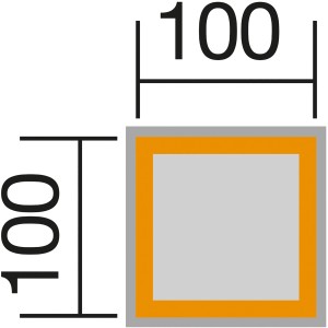 Sabbiera quadrata 100x100 cm, color miele, con dimensioni. Ideale per giocare in giardino.