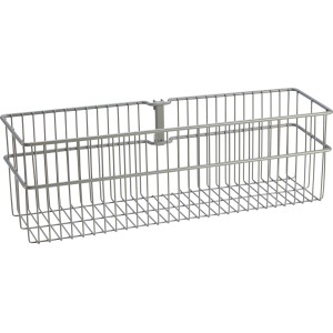 Panier métallique en fil de fer, 2 rangées, blanc-aluminium, pour étagères et rayonnages de rangement.