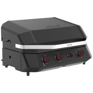 Cozze Grill a gas G-800 COMBO Plancha con coperchio, 3 bruciatori, corpo nero.