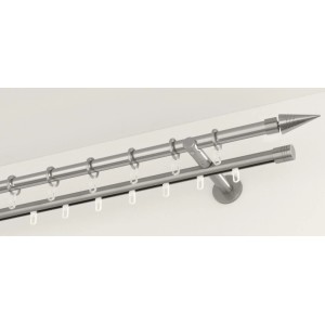 Gardinia Chicago bastone per tende con binario interno, effetto acciaio inox, doppio binario, 160 cm.