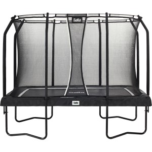 Trampolino da giardino rettangolare nero Salta Premium con rete di sicurezza.