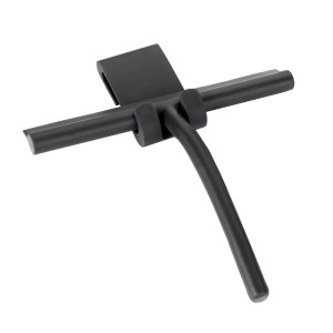 Tergivetro doccia nero Schöner Wohnen Mondine in silicone con supporto per accessori bagno.