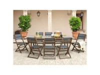 Beliani Gartentisch Cesana Akazienholz Dunkelbraun 75 x 100 x 180/240 cm