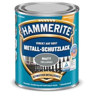 Dose Hammerite Metall-Schutzlack Hellgrau matt, 750ml, für Rostschutz und Lackierung.
