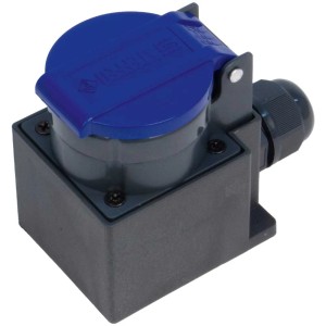Prise en saillie Steffen T23, IP55, bleu-anthracite, pour pièces humides et extérieur.