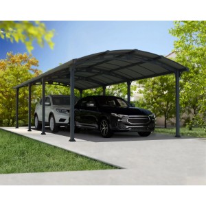 Canopia Carport Arcadia 8500 in antracite con due auto parcheggiate sotto il tetto robusto.