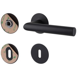 Rosetta adesiva Alpertec Simply Stick, acciaio inox nero, chiave a paletta, Ø 52 mm, per ferramenta per porte.