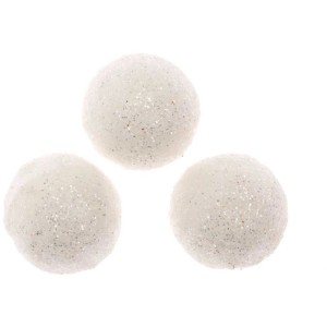 Tre sfere di polistirolo glitterate (Ø 2 cm), accessori per hobby creativi.
