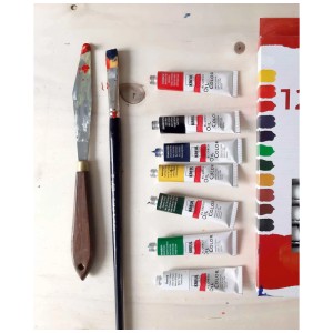 Kreul Ölfarben-Set el Greco mit 12 Farben, Malmesser und Pinsel für Künstlerbedarf.