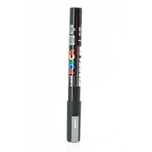 Uni Posca PC-3M Argent : Marqueur acrylique à pointe fine pour des lignes précises et décorations.