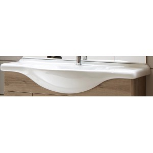 Vasque en céramique blanche, largeur 105 cm, pour vasques individuelles dans la salle de bain.
