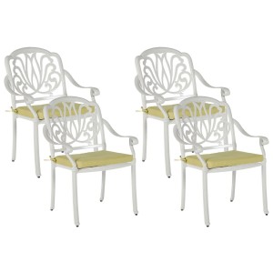 Beliani Set: 4 sedie da giardino Ancona in metallo bianco con cuscini.