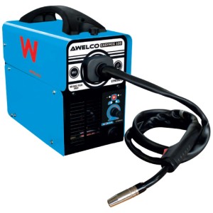 Poste à souder bleu Awelco Inverter Compact Easymig 100 avec pistolet de soudure.