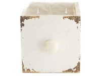 Pflanzgefäss Holz-Schublade mit Kunststoffeinsatz Weiss 12 x 12 x 12 cm