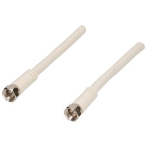 Weißes Schwaiger Sat-Anschlusskabel (90 dB, 3 m) für Receiver und SAT-Dose.