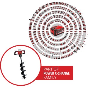 Tarière thermique sans fil Einhell Power X-Change GP-EA 18/150 Li BL-Solo avec foret. Fait partie de la famille Power X-Change.