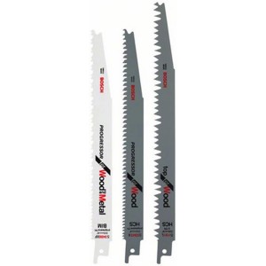 Lot de 3 lames de scie sabre Bosch pour bois et métal.