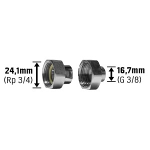 Raccordo per contatore acqua, set da 2, 16,7 mm (G 3/8), accessorio per contatore acqua.