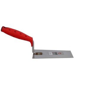 Cazzuola da muratore, 180 mm, con impugnatura morbida rossa. Strumento per muratura e intonacatura.
