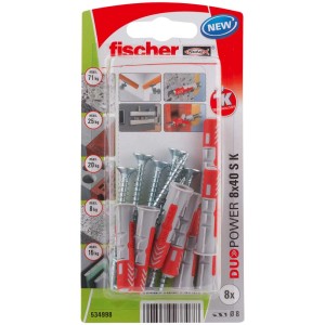 Fischer Tassello universale DuoPower 8x40, 8 pezzi, con viti. Tasselli universali per una tenuta sicura.
