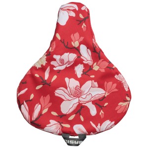 Coprisella Basil con motivo magnolia e papavero rosso per sella bici.