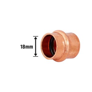 Cappuccio a pressare in rame, diametro 18 mm, per pressfitting e connessioni sicure dei tubi.