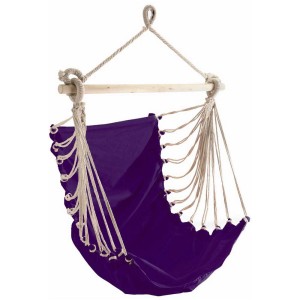 Sedia sospesa Fashion Violet (85x160cm) in cotone con barra di legno e corda di sospensione.