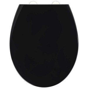 Wenko Sedile WC Vorno Neo, Duroplast, Nero, con chiusura ammortizzata e fissaggio Fix-Clip.