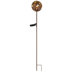 Rostfarbener Globo LED-Solarspiess mit Ahornblättern, 91,5 cm hoch, für stimmungsvolle Gartenbeleuchtung.
