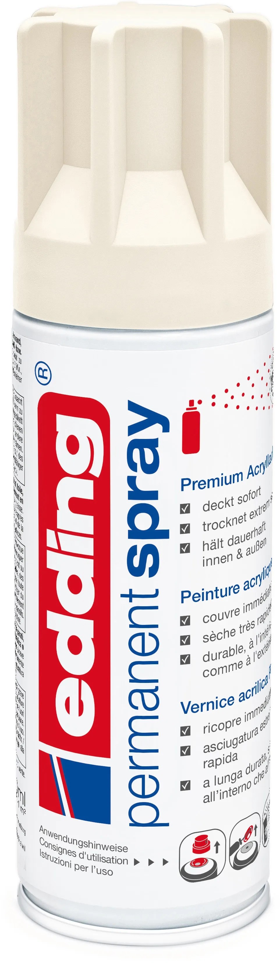 Edding E-5200 Permanent Spray 200ml Cremeweiß Seidenmatt RAL 9001-524921