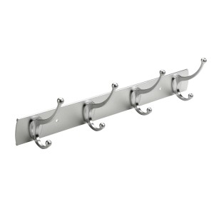 Appendiabiti Hettich con 4 ganci, design in alluminio/zinco opaco.