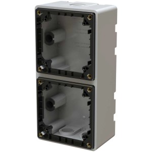 Boîtier apparent Exo, horizontal/vertical, IP55, gris clair, taille 2 x 1 pour programmes d'interrupteurs.