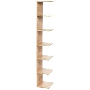 Étagère murale Beliani Eston, panneau de fibres marron, design fin avec 6 étagères ouvertes. Idéale pour livres.