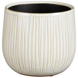 Mica Cache-pot Pablo en céramique beige striée Ø 18 x 16 cm