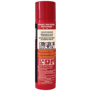 Aérosol extincteur rouge Ogniochron ABF 600ml pour les classes de feu A, B et F.