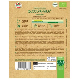Sperli graines de poivron Jubilandska bio pour 23 plantes. Sachet de graines avec infos culture et récolte.