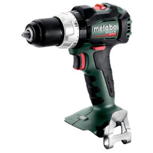 Trapano avvitatore a percussione Metabo SB 18 LT BL, verde/nero, con mandrino autoserrante e gancio.