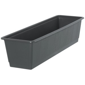 Jardinière standard anthracite avec structure en bois, 14,5x17,5x59 cm.
