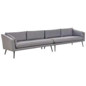 Divano da giardino grigio Beliani Loretello in alluminio, largo 320 cm, per mobili da giardino lounge.