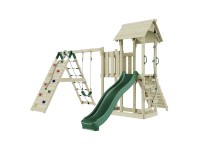 PolarPlay Spielturm Farö Schaukel Kletterturm Rutsche Dunkelgrün