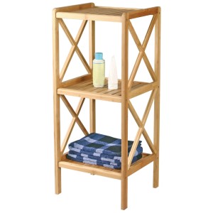 Étagère MSV en bambou à 3 niveaux pour accessoires de salle de bain et serviettes.