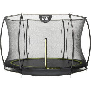 Trampolino interrato EXIT Silhouette nero (D305cm) con rete di sicurezza per un divertimento sicuro.