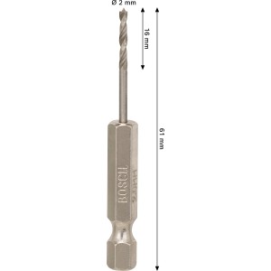 Punta per legno Bosch Pro Wood HSS, diametro 2 mm, colore argento, con codolo esagonale.