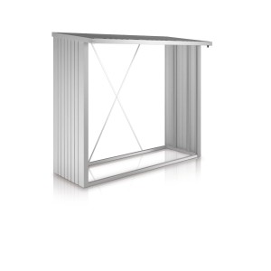 Biohort WoodStock bûcher/abri de jardin, argent métallisé, taille 230. Tôle d'acier avec cadre en tube d'aluminium.