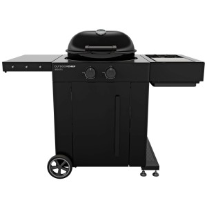 Outdoorchef Gasgrill Arosa 570 G Evo Black Style mit Kugel und Seitenablagen.