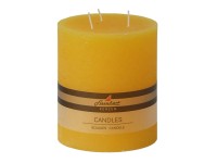 Stumpenkerze Raureif 3-flammig Gelb