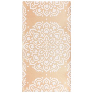 Beiger Beliani Outdoor-Teppich Karwar 80x150 cm mit weißem, jacquardgewebtem Orientmuster für Terrasse.